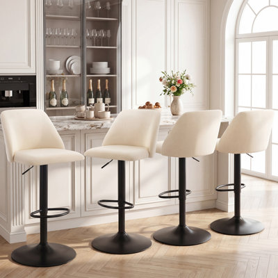  Modern Swivel Upholstered Adjustable Bar Stools with Backrest and Footrest for Kitchen Island, Dining Room