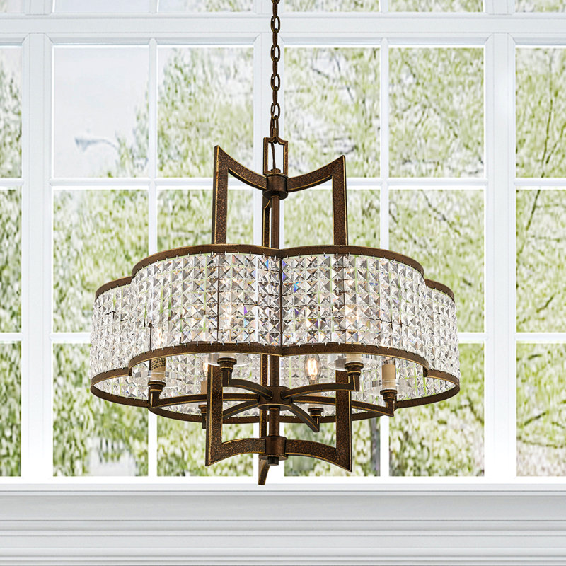 Lustre à 6 lumières Belisle, Bronze magnifique peint à la main