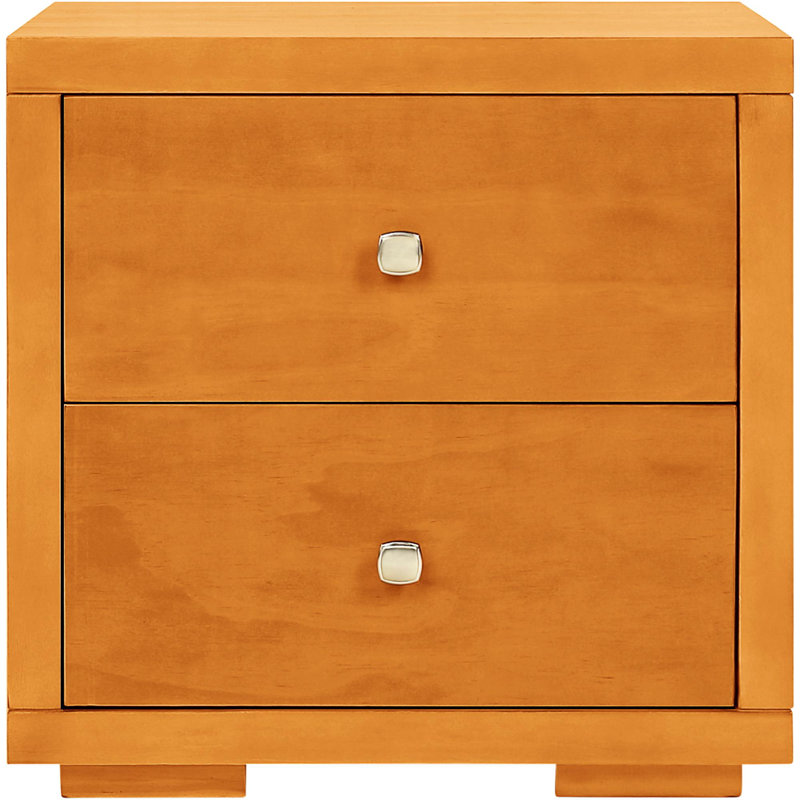 Table de chevet 2 tiroirs en bois, Cerisier