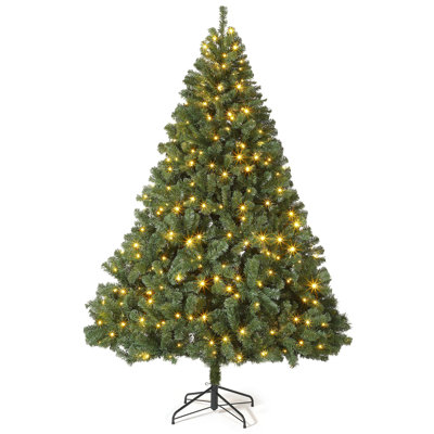 4.5FT/6F/7.5FT/9FT Artificial Spruce Christmas Tree, Realistic Evergreen Xmas Tree with Hinged Branches & Collapsible Base for Home & Office Holiday Decor