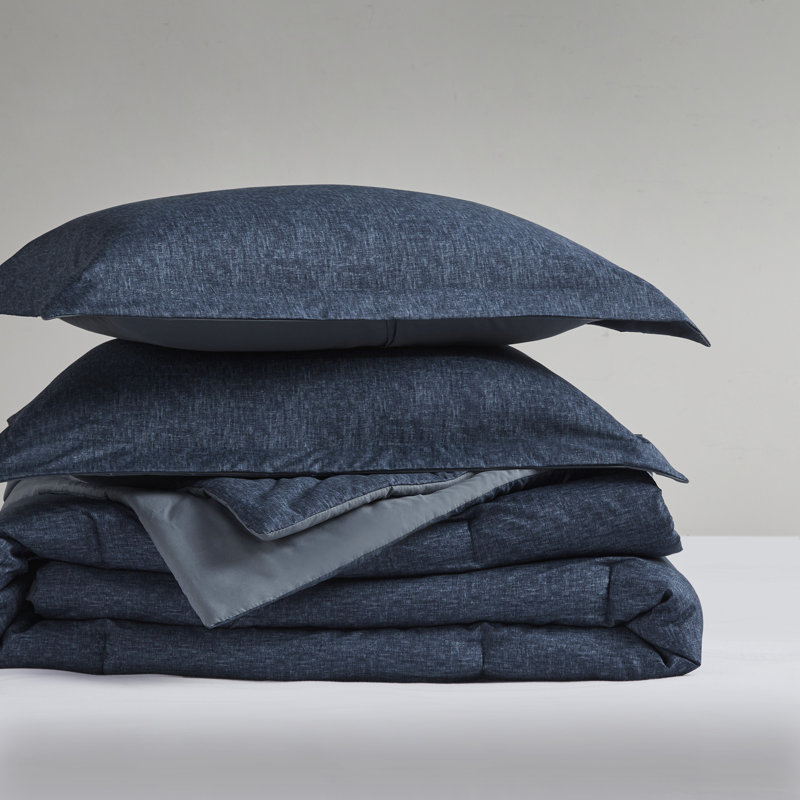 Ensemble d'édredon douillet Camden Chambray, Marine, Édredon double / grand + 2 taies décoratives sta
