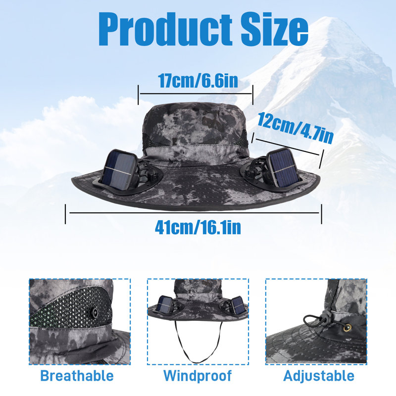 Chapeau solaire à ventilateur solaire, Vert