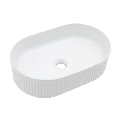 19.31X12.19 Inch White Ceramic Oval Vessel Bathroom Sink