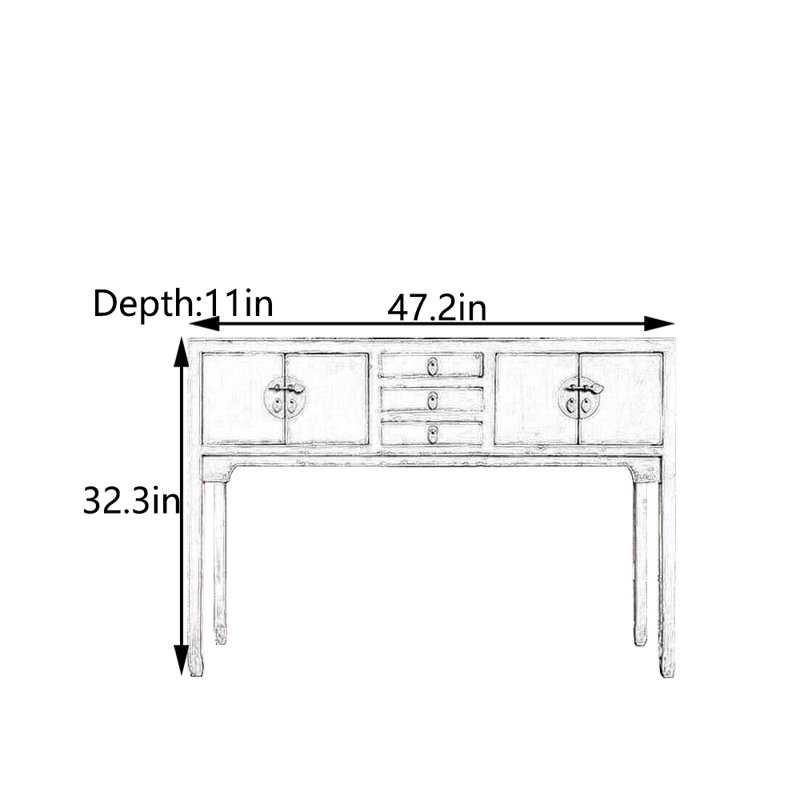 Classical Aged Console Table, Red