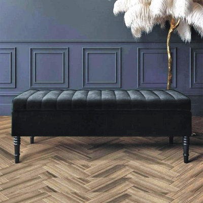 Chesterfield Ottoman Storage Box - Plush Velvet Blanket box - Shoe Bench - End of Bed Bench
