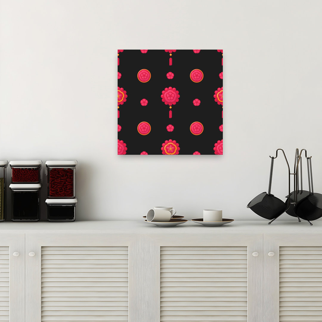 Vibrant Asian Floral Pattern Traditional Vibrant Flower Wall Art Print
