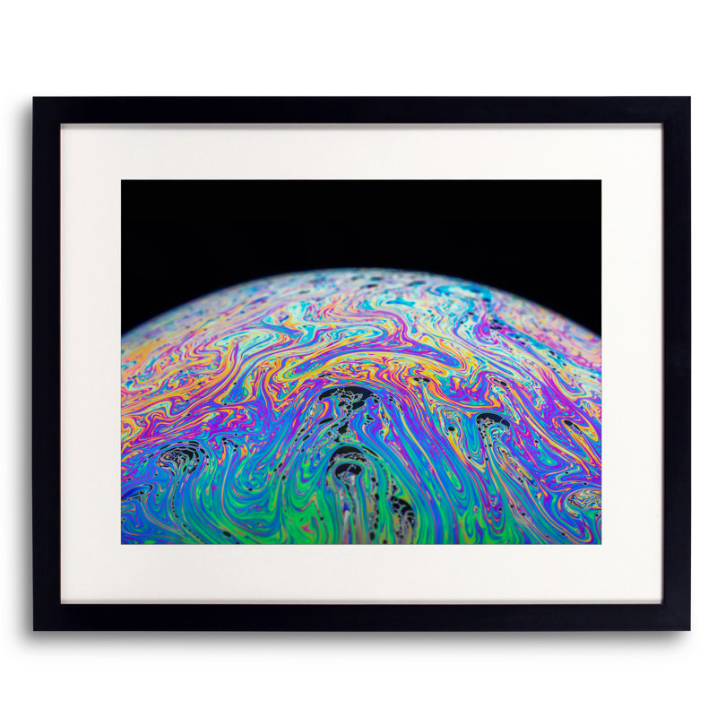 Soap Bubble Close Up Print by Philippe Monthoux, Black Framed Paper, 17.2" H x 21.2" W