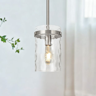 1-Light Large Hand-Blown Hammered Glass Pendant Light, 5.9"W Modern Industrial Kitchen Island Light