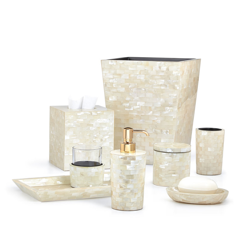 White Agate Soap Dispenser, Polished Gold