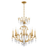 Renaissance Nouveau 8 Light 32in x 31in Chandelier in Heirloom Gold with Clear Heritage Handcut Crystals