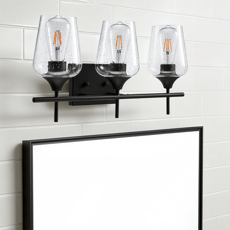 Herricks 3 - Light Dimmable Vanity Light, Seeded, Matte Black