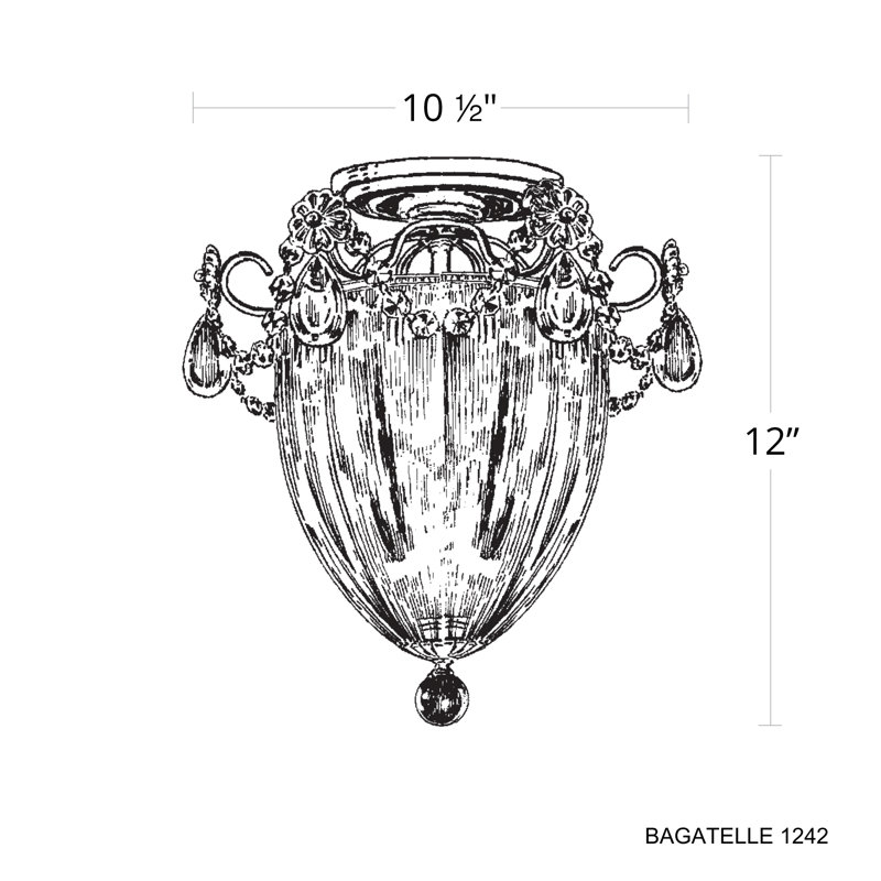 Bagatelle 3 - Light Semi Flush Mount, Heirloom Gold, Heritage Crystal