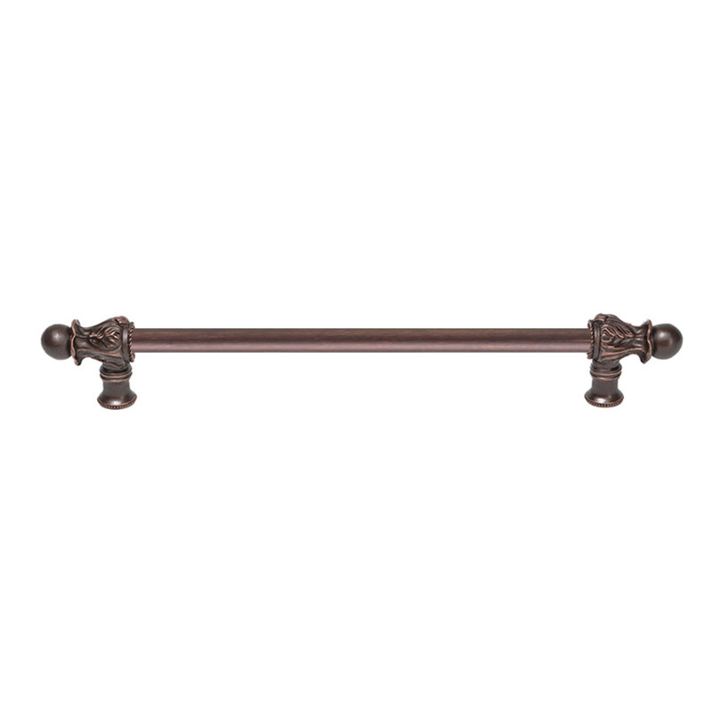 Acanthus 22 inches c.c. with 1/2 round smooth bar long pull Romanesque style in Oil Rub Bronze, 12", Oil Rubbed Bronze