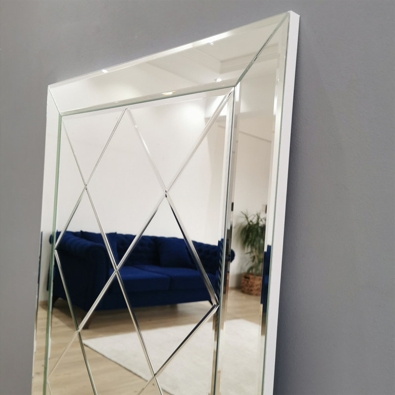 Modern Silver Wall Mirror, 25.6 x 51.2 inches | 100% MDF, Assembled, Horizontally & Vertically Adjustable | Elegant Solid Color Design for Home Decor, Perfect for Entryways & Living Spaces