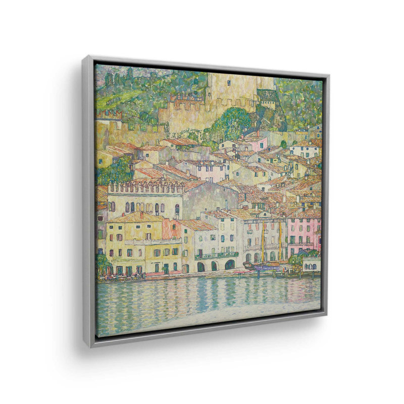 Reflets au bord du lac, H 16,75 po x l 16,75 po, Cadre flottant, Chrome poli