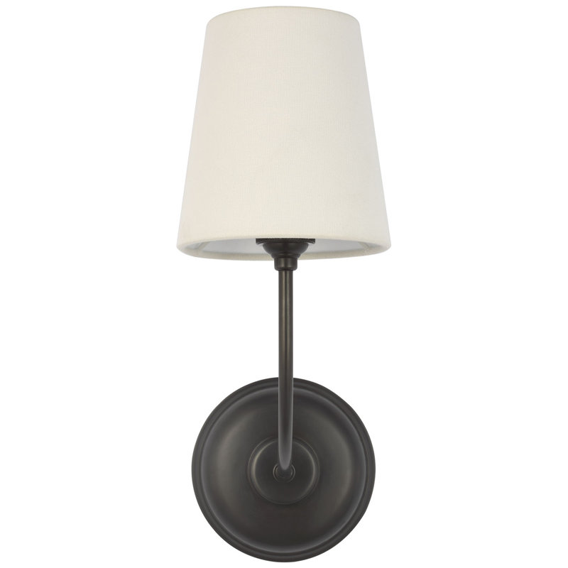 Thomas O'Brien Vendome 16" Cordless Single Sconce with Linen Shade, Bronze