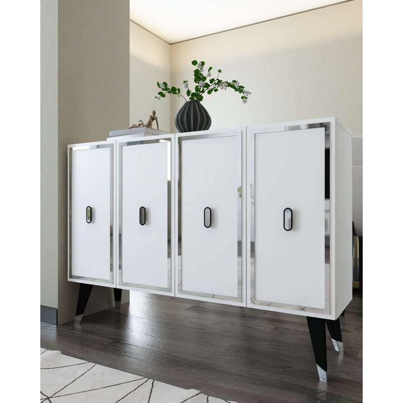 Console moderne avec plusieurs tablettes, finition blanche, 47,2 po x 31,5 po x 11,6 po | 100% panneau de particules enduit de mélamine, épaisseur: 0,7 pouce | Conception murale, élégante et fonctionnelle pour la décoration intérieure