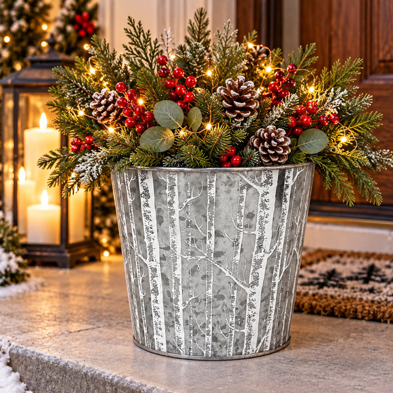Bouleaux sur pot d'argent