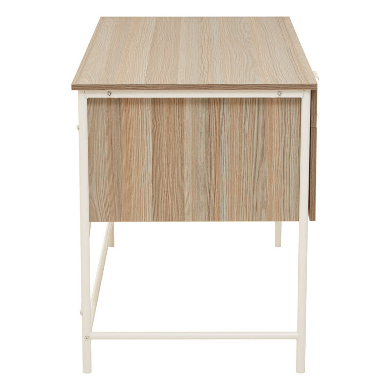 Reinolf Writing Desk, White, Light Brown, Left Hand Facing