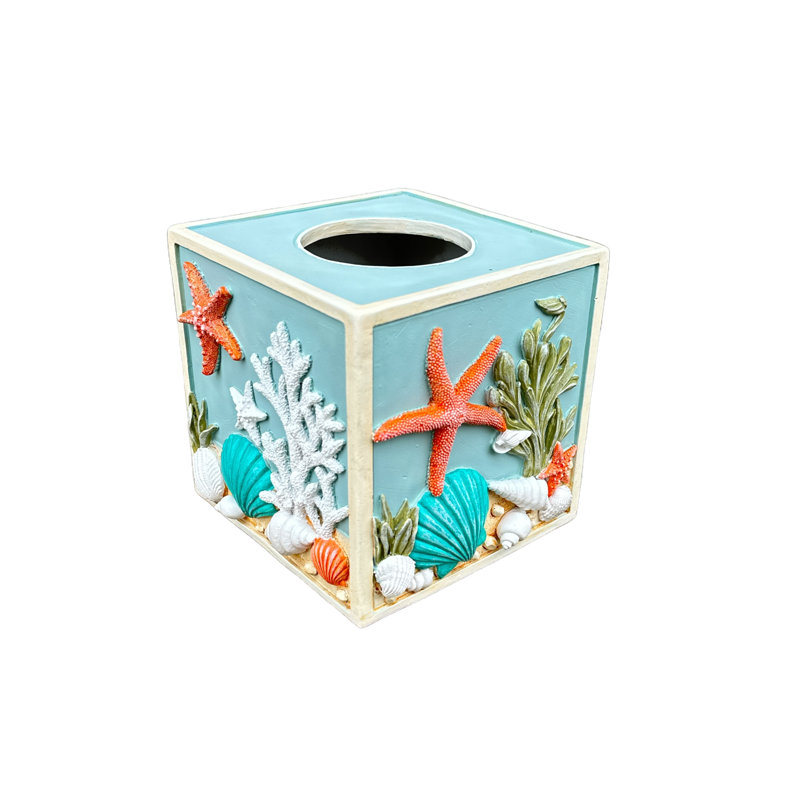 Seaside Splendor Coastal Bathroom Tissue Box Cover Decorative Accent