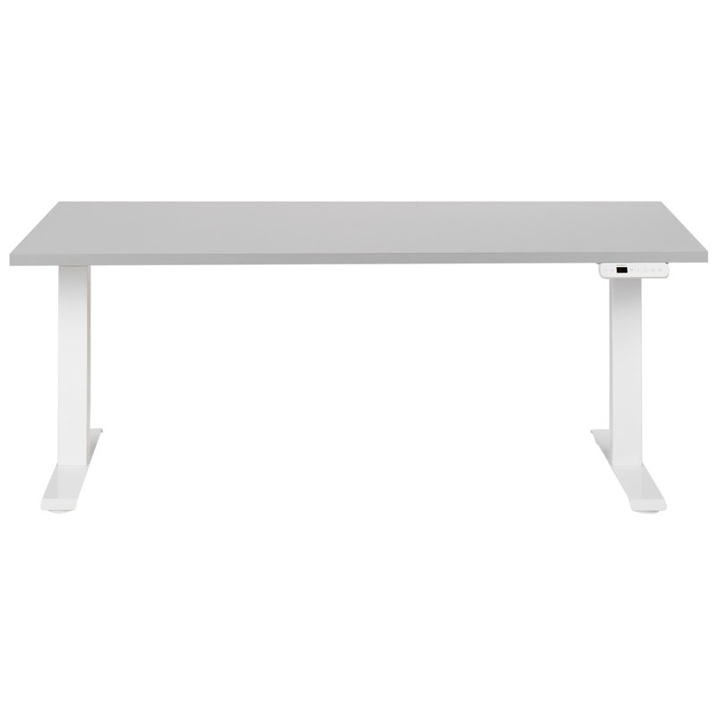 Luff Adjustable Metal Base Standing Desk, White, 128cm H x 160cm W x 72cm D, Grey
