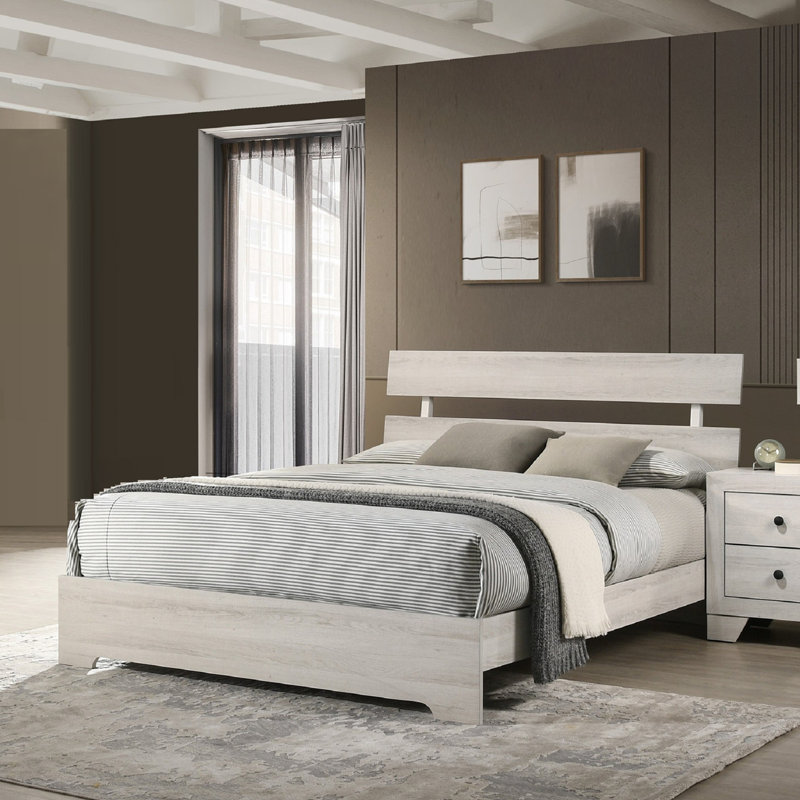 Dolins Platform Bed, White Washed, Queen