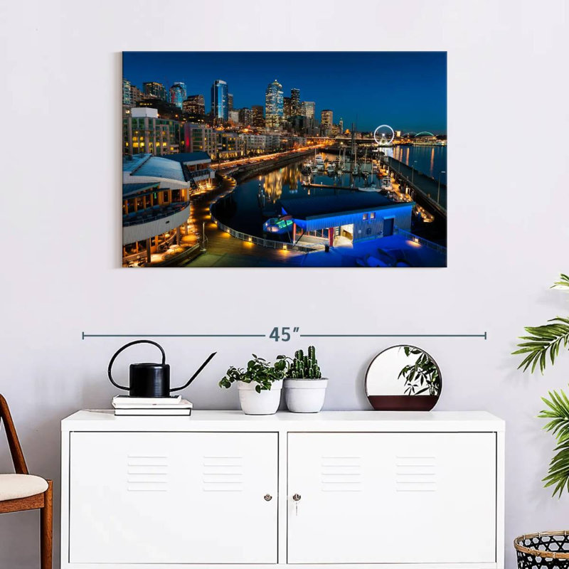 Ravi Seattle Night Skyline, 24" H x 36" W