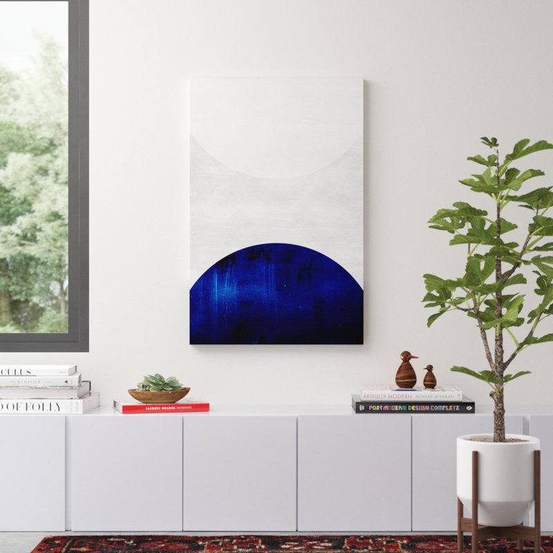 «White and Cobalt» par LEEMO - Reproduction d'art graphique sur toile tendue, H 60 po x l 40po x P 1,5 po