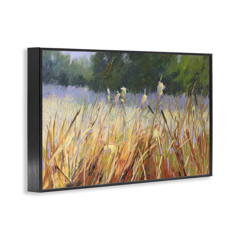 «Country Summer Reeds», estampe numérique par Carol Strock Wasson, Giclée encadrée noir minuit, H 20 po x l 30 po