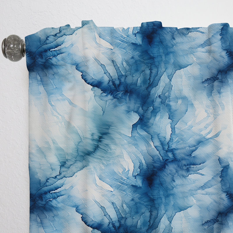 Blue And White Shibori Marble Ink II - Glam Velvet Curtain - Room Darkening - 1 panel, 52" W x 95" L