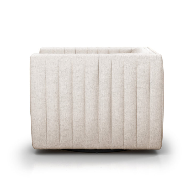 Augustine Swivel Armchair, Dover Crescent White Linen Blend