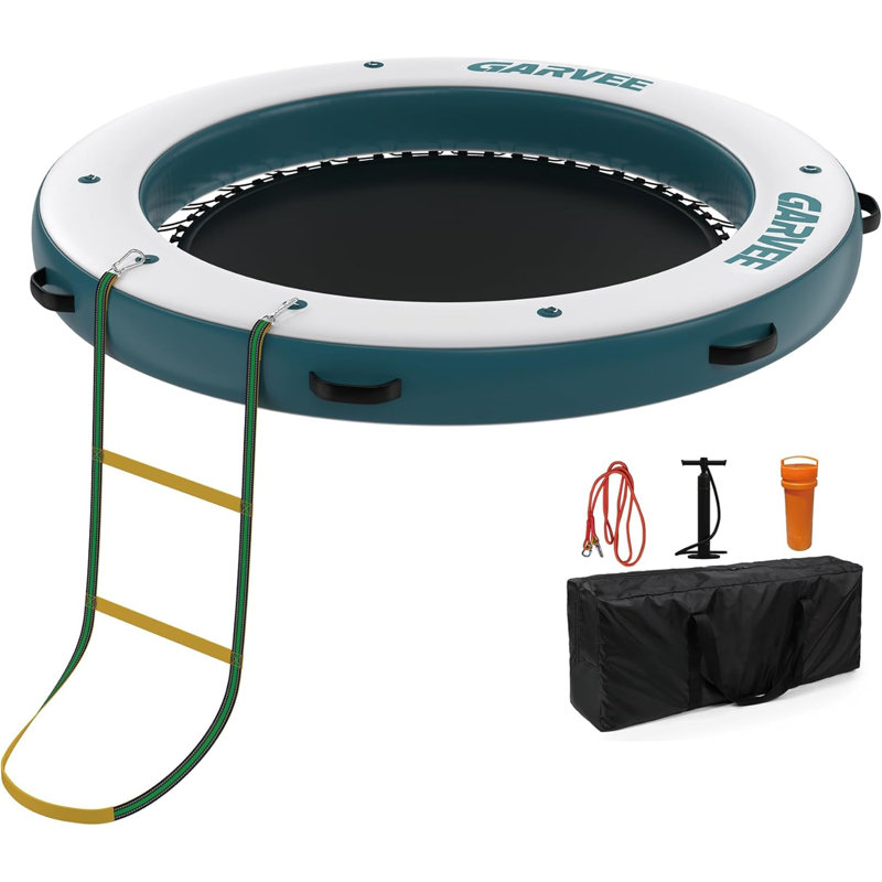 2.4x2.4m Inflatable Floating Dock, Non-Slip Swim Platform with Pump for Pool & Lake