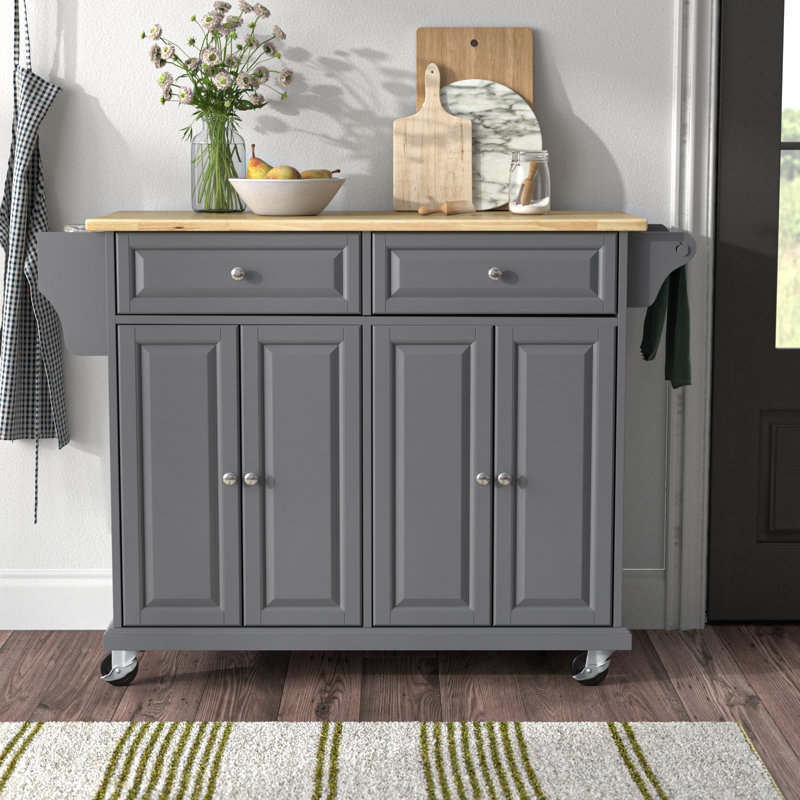 Idlewild Solid Wood Top Kitchen Cart, Charcoal