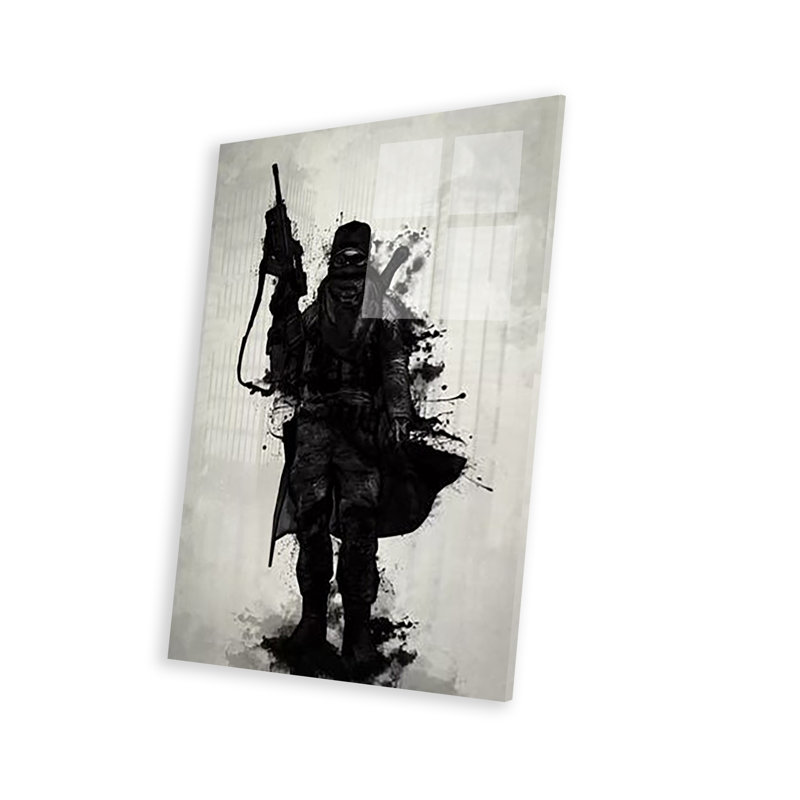 Guerrier post-apocalyptique sur verre acrylique, H 24 po x l 16 po x P 0,25 po