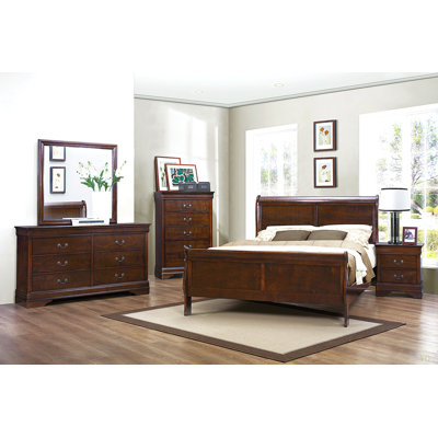 Classic Louis Philipe Style Full Bed 1Pc Traditional Design Bedroom Furniture Sleigh Bed