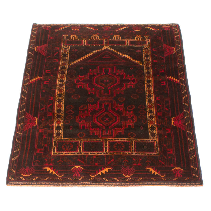 Tapis rectangulaire unique en laine de style années 1990 de 3 pi 0 po x 4 pi 10 po noir