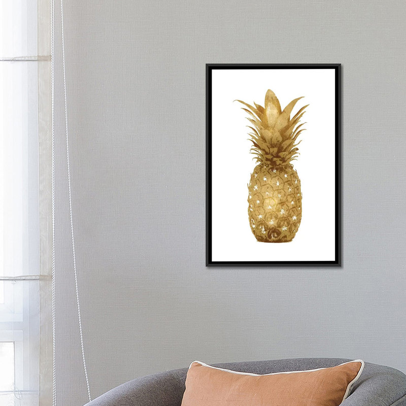 « ananas i », impression sur toile blanc, H 26 po x l 18 po x P 1,5 po, Toile avec cadre noir, Pas de tapis