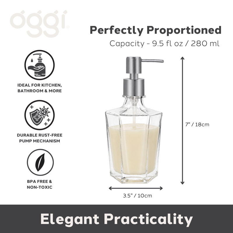 9.5 oz Concave Soap Dispenser - Satin Silver Pump