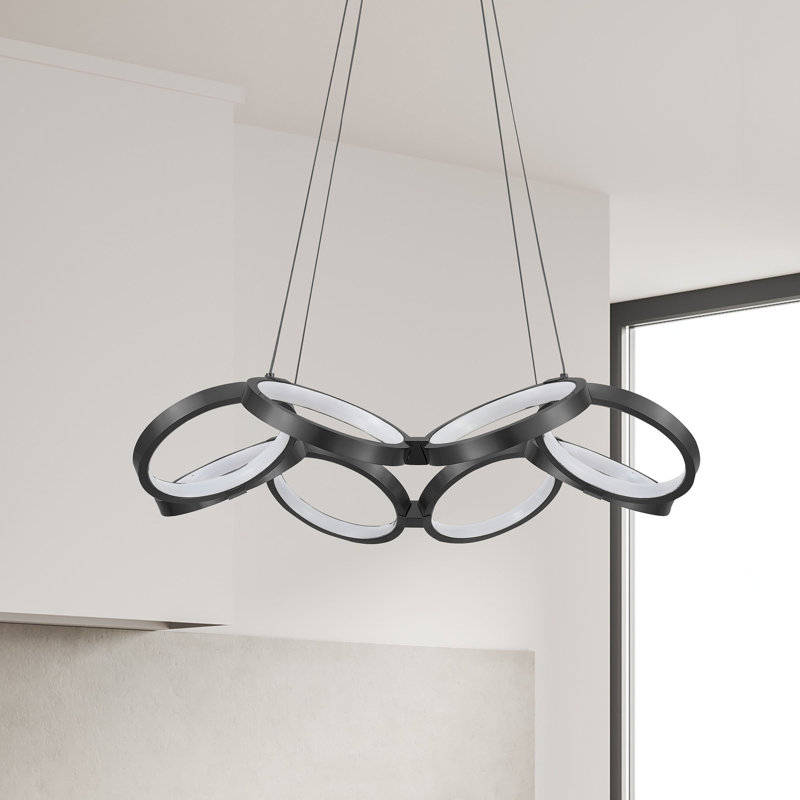 Lustre géométrique à DEL 1 lumière Faheemah, Noir mat