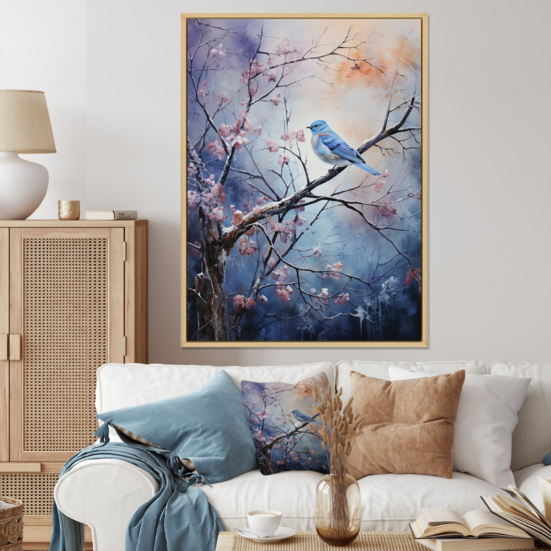«Winter Enchanted Frost Pointillism II», reproduction d'art sur toile, Cadre naturel flottant, H 20 po x l 12 po x P 1 po