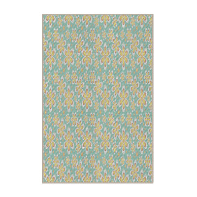 Tapis floral vert / jaune