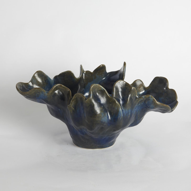 Meteor Decorative Bowl, Blue, Small (6.5'' H x 13'' W x 7.75'' D)