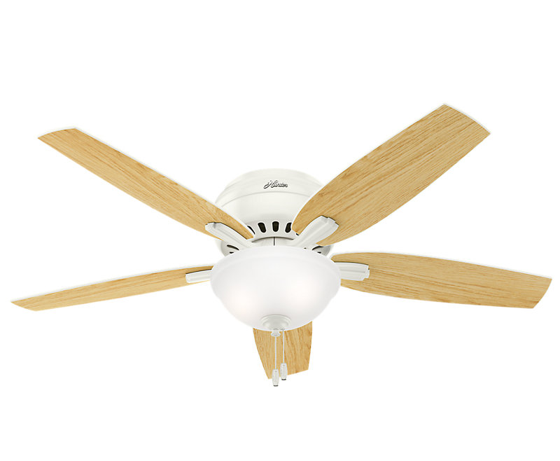 52" White Low Profile Ceiling Fan with LED Light