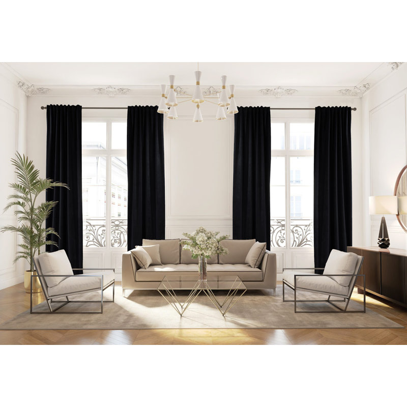 Rideau simple extra long et extra large en velours mat luxueux, 27 chocolat noir, L 100 po x L 95 po