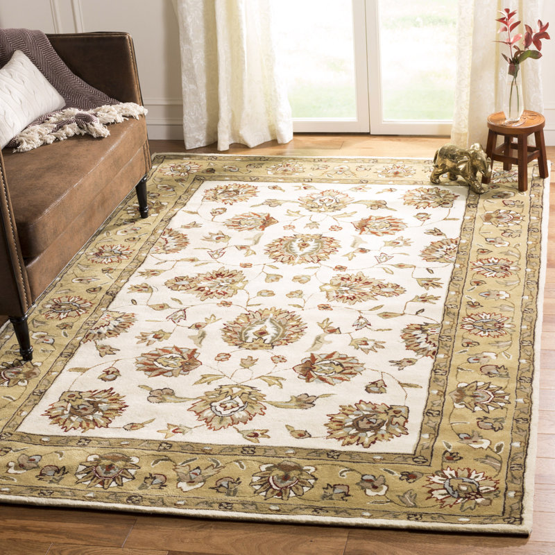 Tapis ivoire / beige en coton crocheté à la main Cloverdale, Rectangle 4 pi x 6 pi