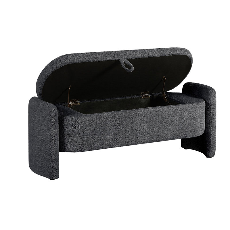 Banc de rangement rembourré Borkovany, Gris foncé