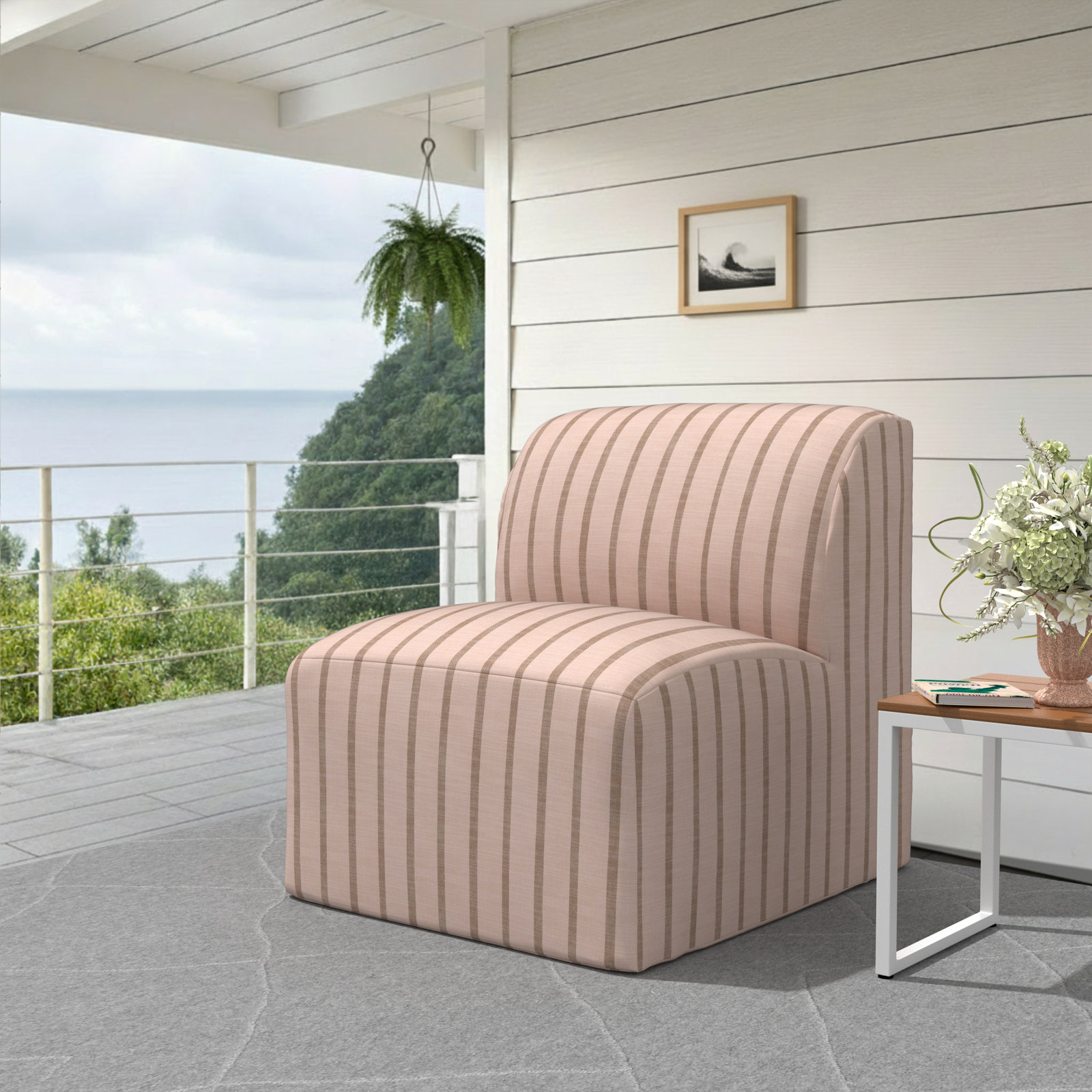 Praia Patio Lounge Chair, Unwind Cameo Striped Sunbrella®