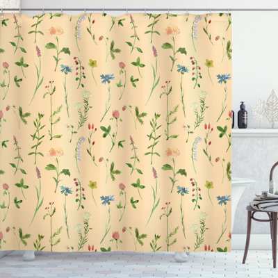 Floral Shower Curtain with Hooks Included