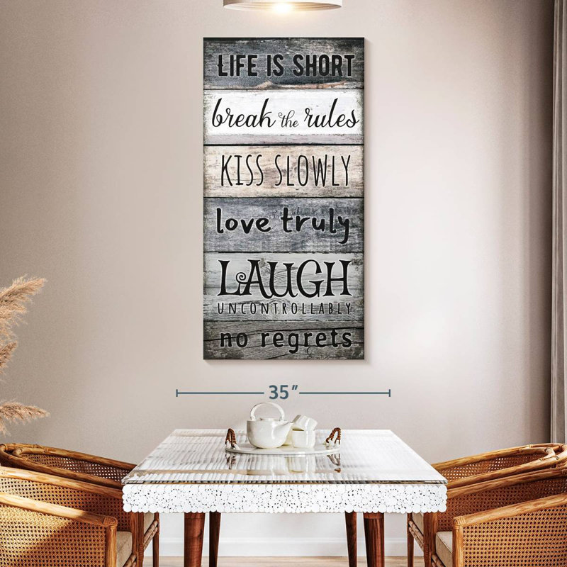 Life Is Short, typographie, H 54 po x l 27 po