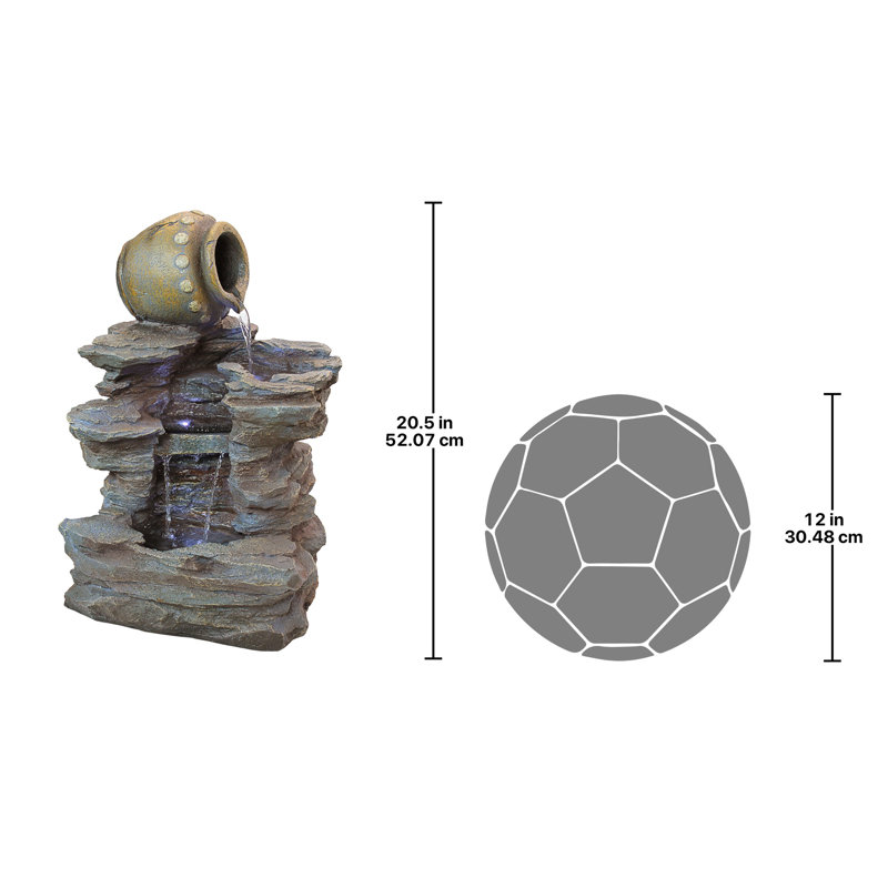 Natural Stone Look Spilling Jug LED Garden Fountain